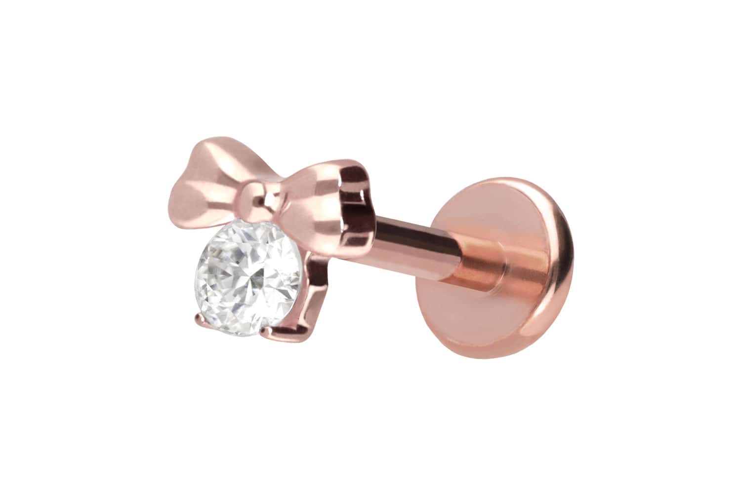 Titan Labret Piercing mit Push Fit SCHLEIFE + KRISTALL